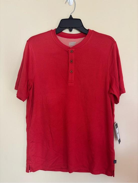 Lands' End Other - Lands' End Men's Bright Red Short-Sleeve Henley